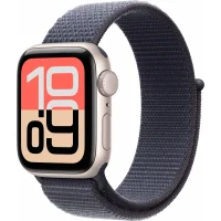 Apple Watch SE 3 GPS, 40mm Starlight Aluminum Case with Anchor Blue Sport Loop